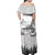 New Zealand Kea Bird Off Shoulder Maxi Dress Maori Tattoo and Silver Fern White Color