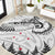 New Zealand Kea Bird Round Carpet Maori Tattoo and Silver Fern White Color