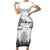 New Zealand Kea Bird Short Sleeve Bodycon Dress Maori Tattoo and Silver Fern White Color