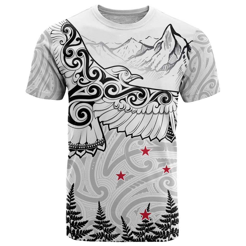 New Zealand Kea Bird T Shirt Maori Tattoo and Silver Fern White Color LT03 White - Polynesian Pride