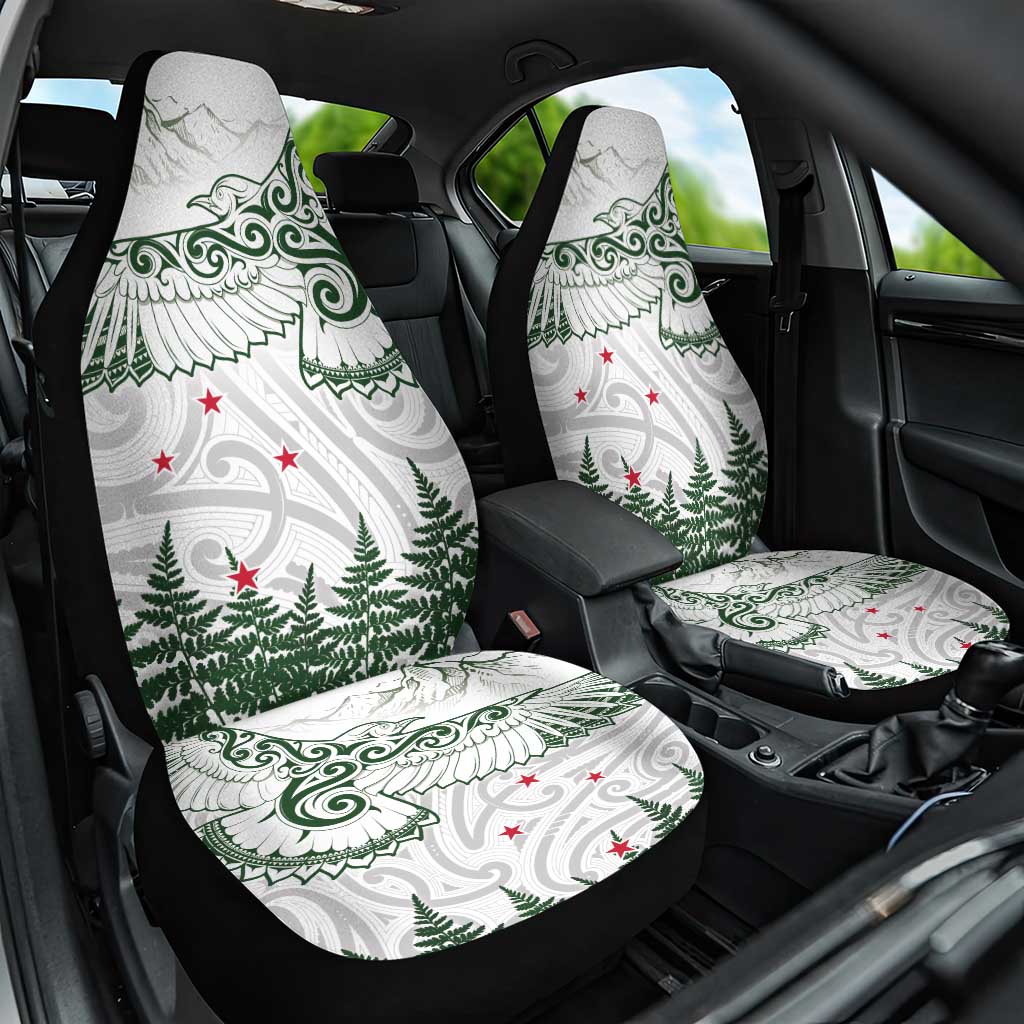 New Zealand Kea Bird Car Seat Cover Maori Tattoo and Silver Fern Green Color