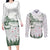 New Zealand Kea Bird Couples Matching Long Sleeve Bodycon Dress and Long Sleeve Button Shirt Maori Tattoo and Silver Fern Green Color