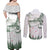 New Zealand Kea Bird Couples Matching Off Shoulder Maxi Dress and Long Sleeve Button Shirt Maori Tattoo and Silver Fern Green Color