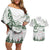 New Zealand Kea Bird Couples Matching Off Shoulder Short Dress and Hawaiian Shirt Maori Tattoo and Silver Fern Green Color