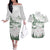 New Zealand Kea Bird Couples Matching Off The Shoulder Long Sleeve Dress and Hawaiian Shirt Maori Tattoo and Silver Fern Green Color