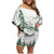 New Zealand Kea Bird Family Matching Off Shoulder Short Dress and Hawaiian Shirt Maori Tattoo and Silver Fern Green Color