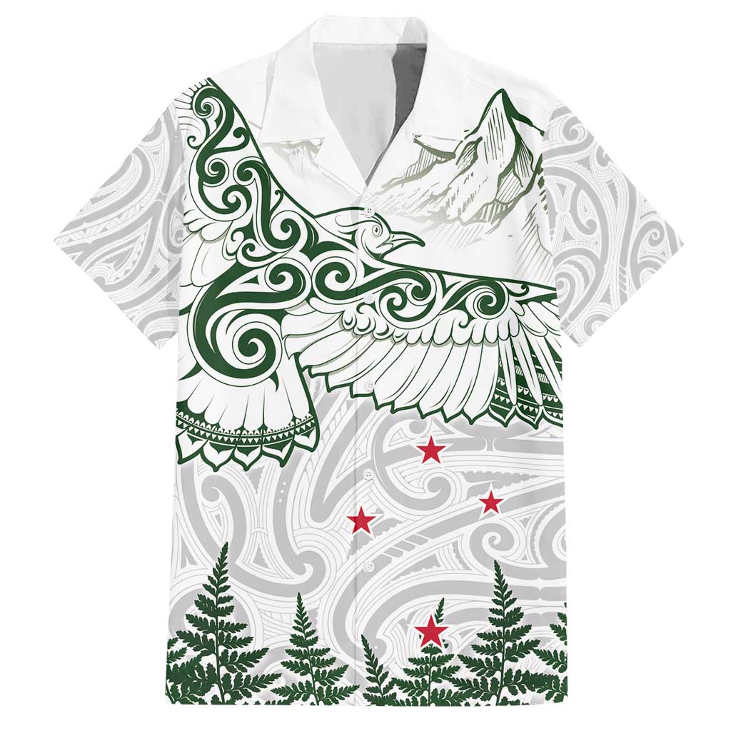 New Zealand Kea Bird Hawaiian Shirt Maori Tattoo and Silver Fern Green Color