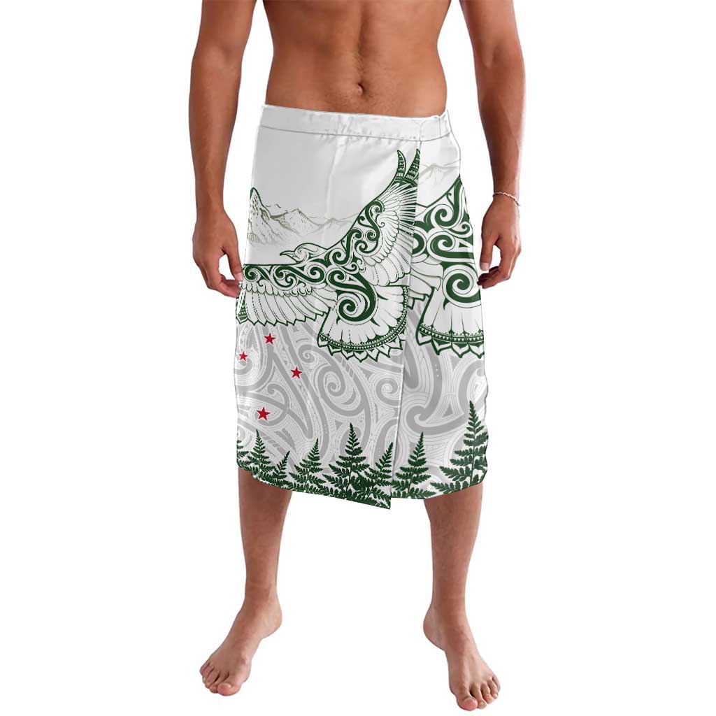 New Zealand Kea Bird Lavalava Maori Tattoo and Silver Fern Green Color LT03 White - Polynesian Pride