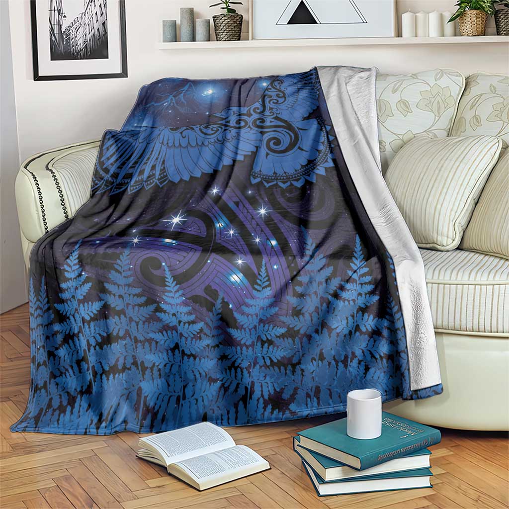 New Zealand Kea Bird Blanket Maori Tattoo and Silver Fern Matariki Style LT03 Blue - Polynesian Pride