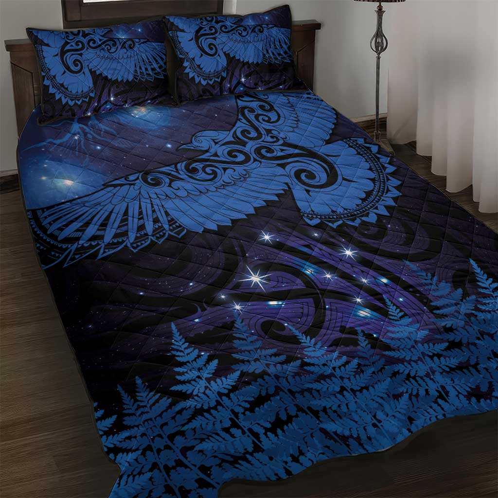 New Zealand Kea Bird Quilt Bed Set Maori Tattoo and Silver Fern Matariki Style