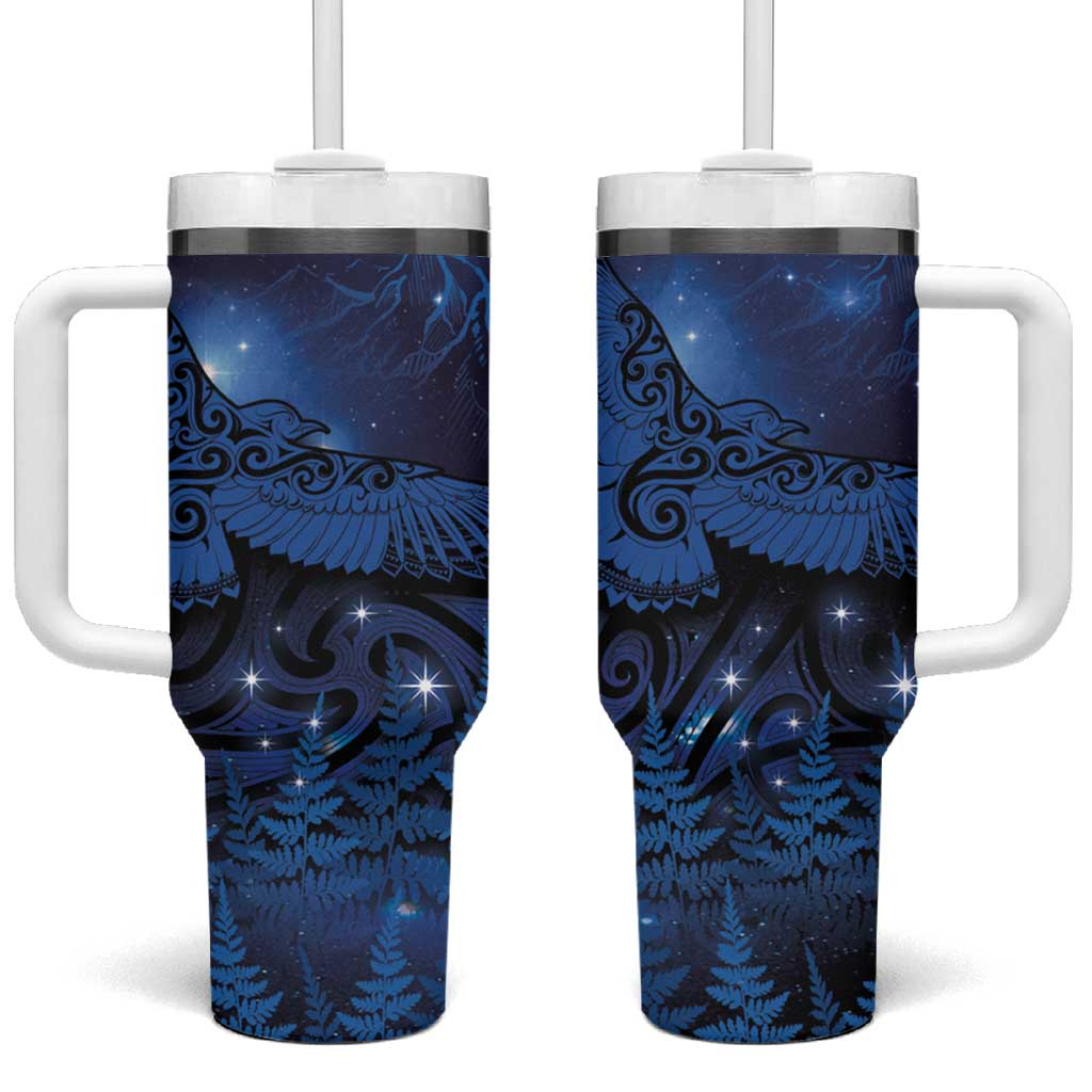 New Zealand Kea Bird Tumbler With Handle Maori Tattoo and Silver Fern Matariki Style