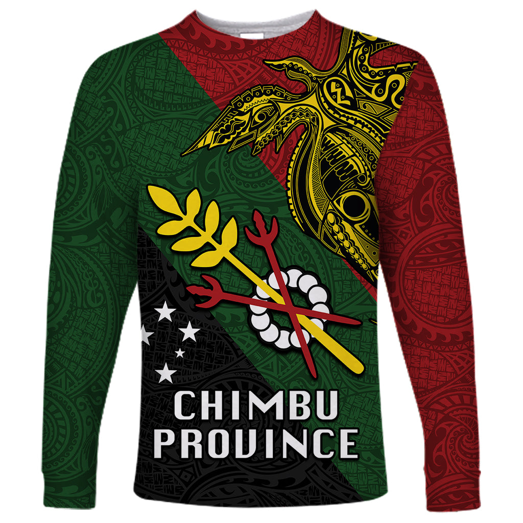 Papua New Guinea Chimbu Province Long Sleeve Shirt PNG Birds Of Paradise Polynesian Arty Style LT03 Unisex Green - Polynesian Pride