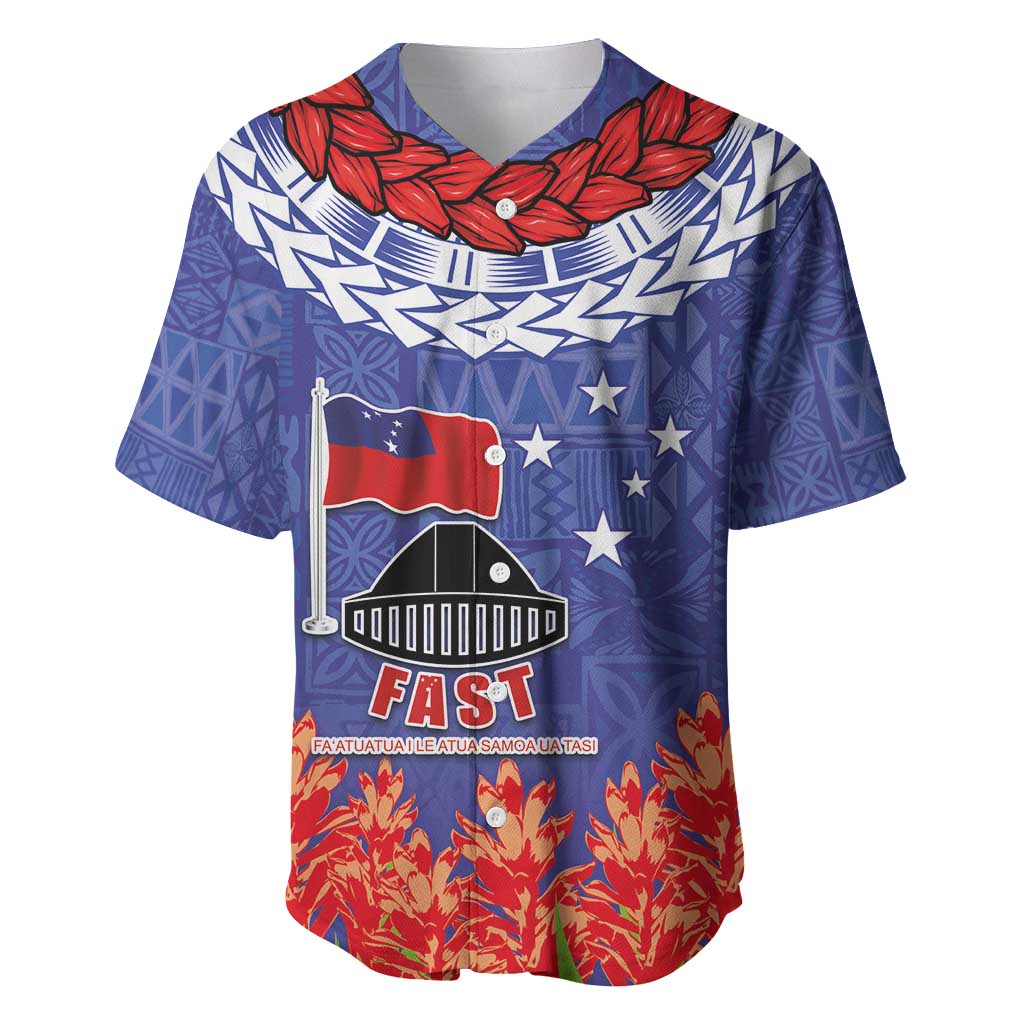 FAST Party Samoa Baseball Jersey Ula Fala Teuila Polynesian Tapa Pattern LT03 Blue - Polynesian Pride