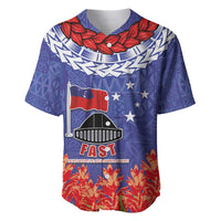 FAST Party Samoa Baseball Jersey Ula Fala Teuila Polynesian Tapa Pattern LT03 Blue - Polynesian Pride