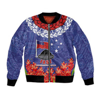 FAST Party Samoa Bomber Jacket Ula Fala Teuila Polynesian Tapa Pattern LT03 Unisex Blue - Polynesian Pride