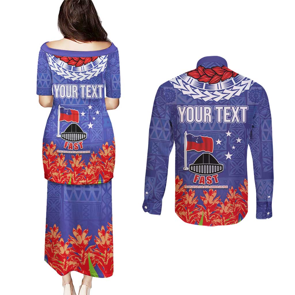 FAST Party Samoa Couples Matching Puletasi and Long Sleeve Button Shirt Ula Fala Teuila Polynesian Tapa Pattern LT03 - Polynesian Pride
