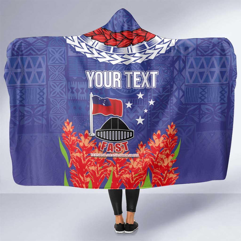 FAST Party Samoa Hooded Blanket Ula Fala Teuila Polynesian Tapa Pattern LT03 One Size Blue - Polynesian Pride