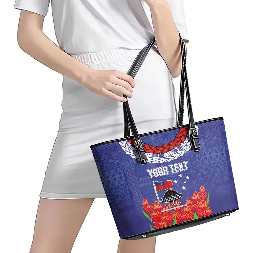 FAST Party Samoa Leather Tote Bag Ula Fala Teuila Polynesian Tapa Pattern LT03 - Polynesian Pride