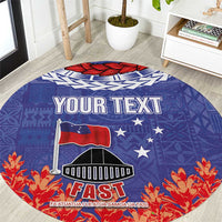 FAST Party Samoa Round Carpet Ula Fala Teuila Polynesian Tapa Pattern LT03 Blue - Polynesian Pride