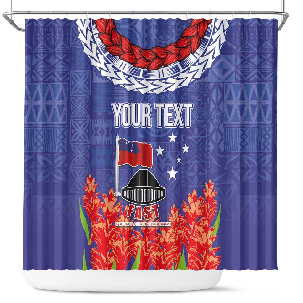 FAST Party Samoa Shower Curtain Ula Fala Teuila Polynesian Tapa Pattern LT03 Blue - Polynesian Pride