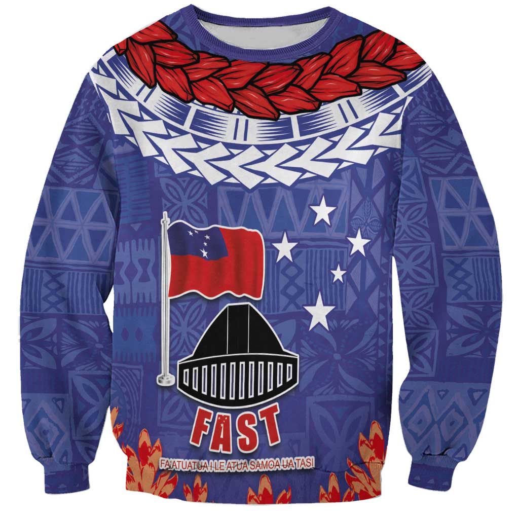 FAST Party Samoa Sweatshirt Ula Fala Teuila Polynesian Tapa Pattern LT03 Unisex Blue - Polynesian Pride