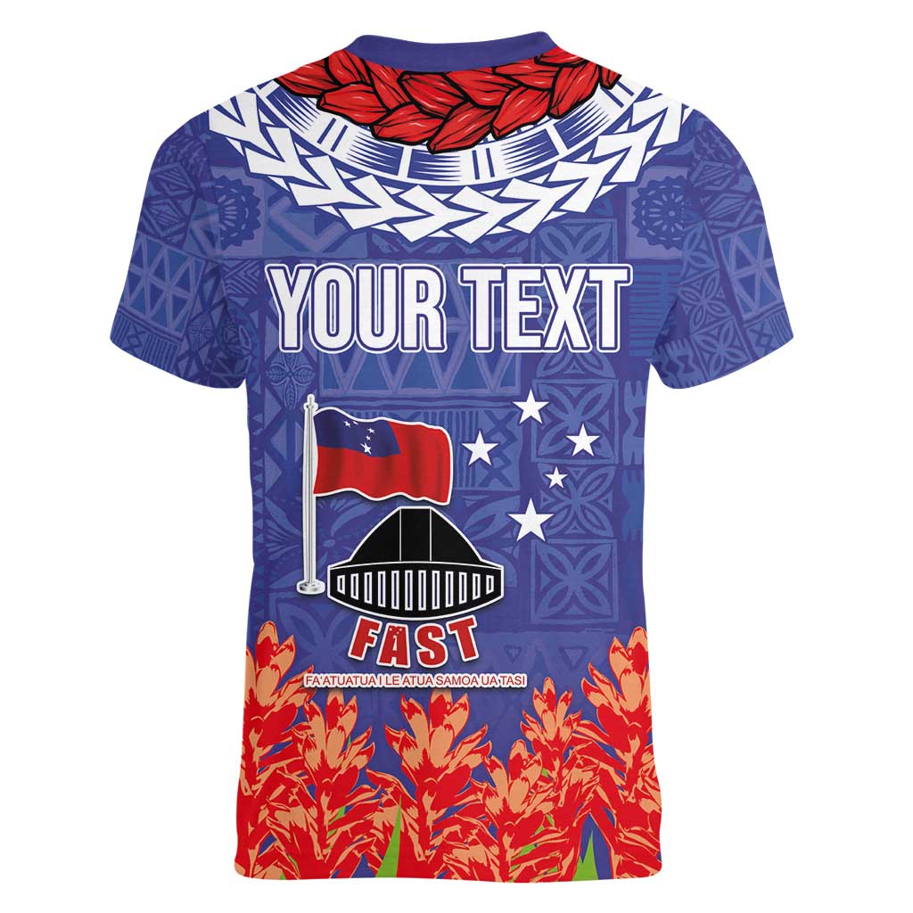 FAST Party Samoa Women V-Neck T-Shirt Ula Fala Teuila Polynesian Tapa Pattern LT03 - Polynesian Pride