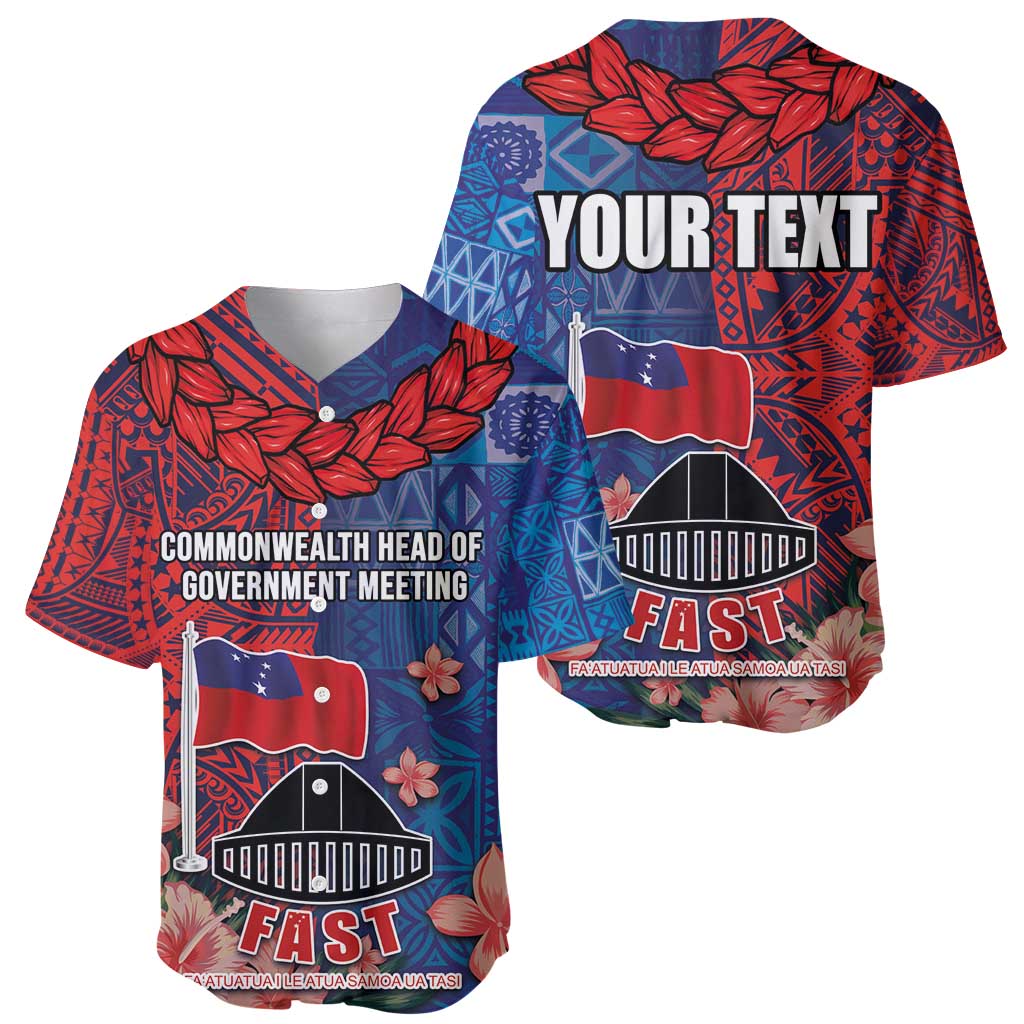 CHOGM FAST Samoa 2024 Baseball Jersey Samoan Tapa Tribal and Ornament Pattern with Hibiscus LT03 - Polynesian Pride