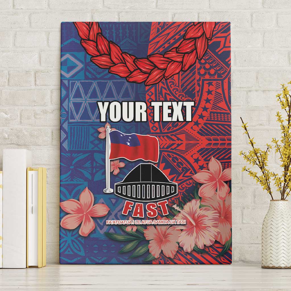 CHOGM FAST Samoa 2024 Canvas Wall Art Samoan Tapa Tribal and Ornament Pattern with Hibiscus LT03 Without Frame Blue - Polynesian Pride