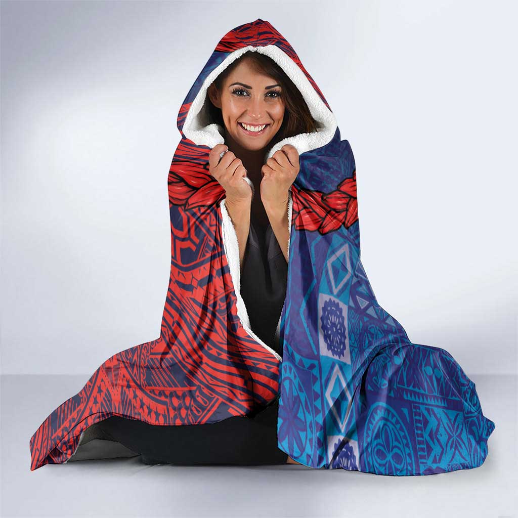 CHOGM FAST Samoa 2024 Hooded Blanket Samoan Tapa Tribal and Ornament Pattern with Hibiscus LT03 - Polynesian Pride