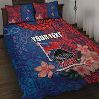CHOGM FAST Samoa 2024 Quilt Bed Set Samoan Tapa Tribal and Ornament Pattern with Hibiscus LT03 Blue - Polynesian Pride