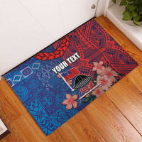 CHOGM FAST Samoa 2024 Rubber Doormat Samoan Tapa Tribal and Ornament Pattern with Hibiscus LT03 - Polynesian Pride