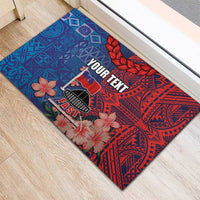 CHOGM FAST Samoa 2024 Rubber Doormat Samoan Tapa Tribal and Ornament Pattern with Hibiscus LT03 - Polynesian Pride
