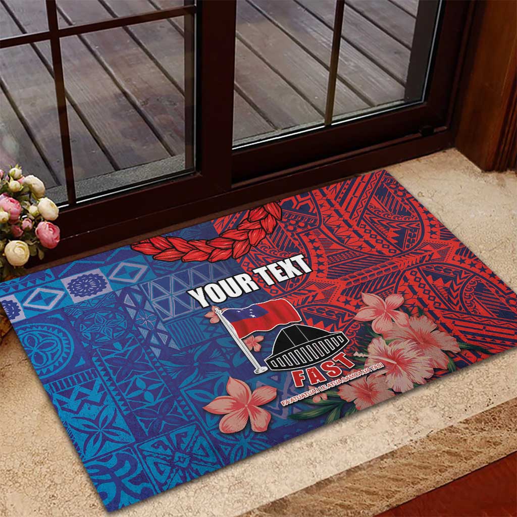 CHOGM FAST Samoa 2024 Rubber Doormat Samoan Tapa Tribal and Ornament Pattern with Hibiscus LT03 - Polynesian Pride