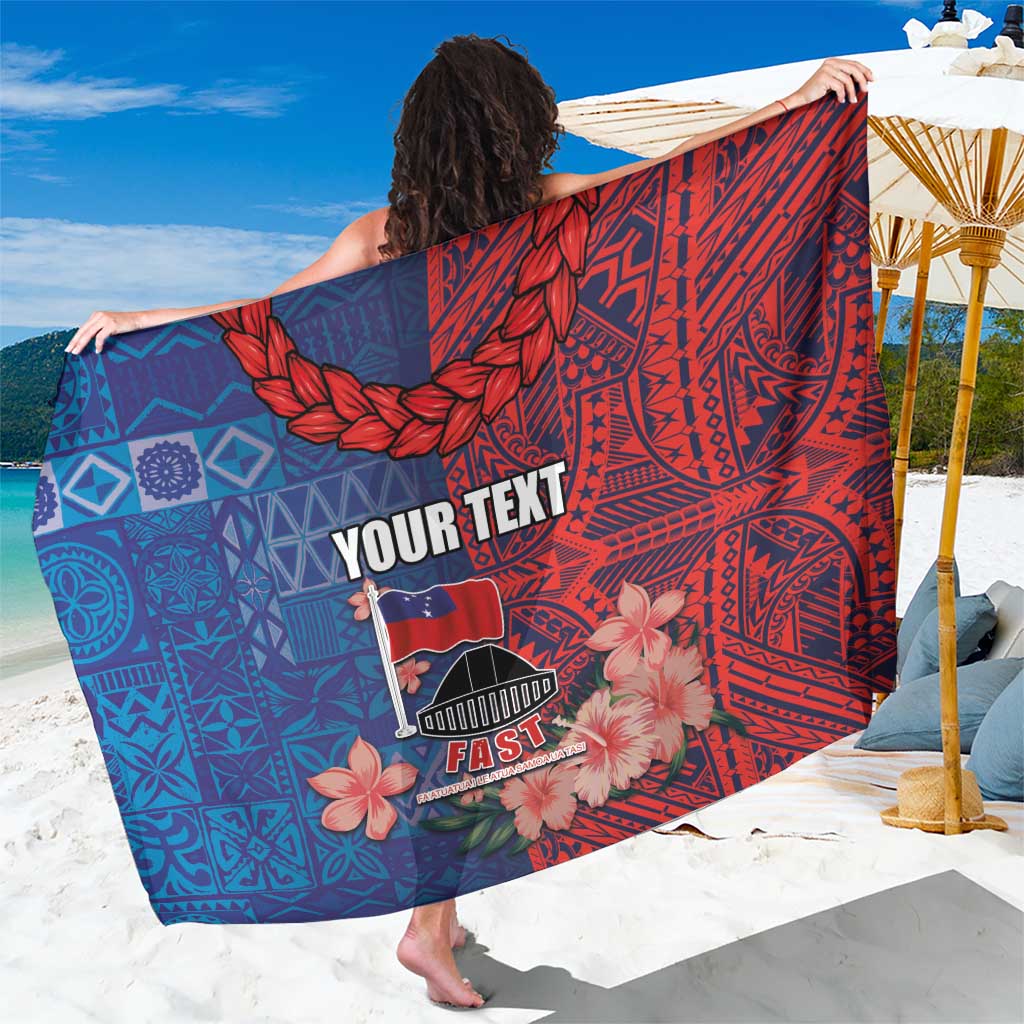 CHOGM FAST Samoa 2024 Sarong Samoan Tapa Tribal and Ornament Pattern with Hibiscus LT03 One Size 44 x 66 inches Blue - Polynesian Pride