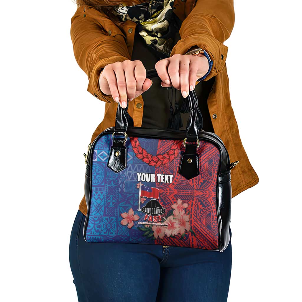 CHOGM FAST Samoa 2024 Shoulder Handbag Samoan Tapa Tribal and Ornament Pattern with Hibiscus LT03 One Size Blue - Polynesian Pride