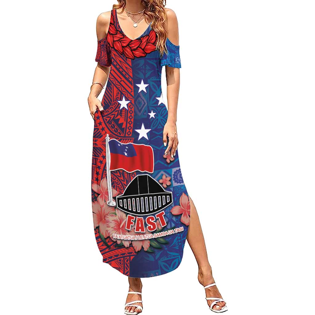 CHOGM FAST Samoa 2024 Summer Maxi Dress Samoan Tapa Tribal and Ornament Pattern with Hibiscus