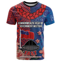 CHOGM FAST Samoa 2024 T Shirt Samoan Tapa Tribal and Ornament Pattern with Hibiscus LT03 Blue - Polynesian Pride