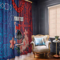 CHOGM FAST Samoa 2024 Window Curtain Samoan Tapa Tribal and Ornament Pattern with Hibiscus LT03 - Polynesian Pride