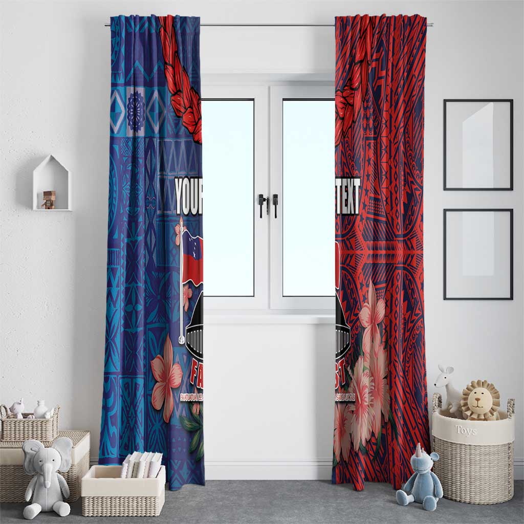 CHOGM FAST Samoa 2024 Window Curtain Samoan Tapa Tribal and Ornament Pattern with Hibiscus LT03 - Polynesian Pride