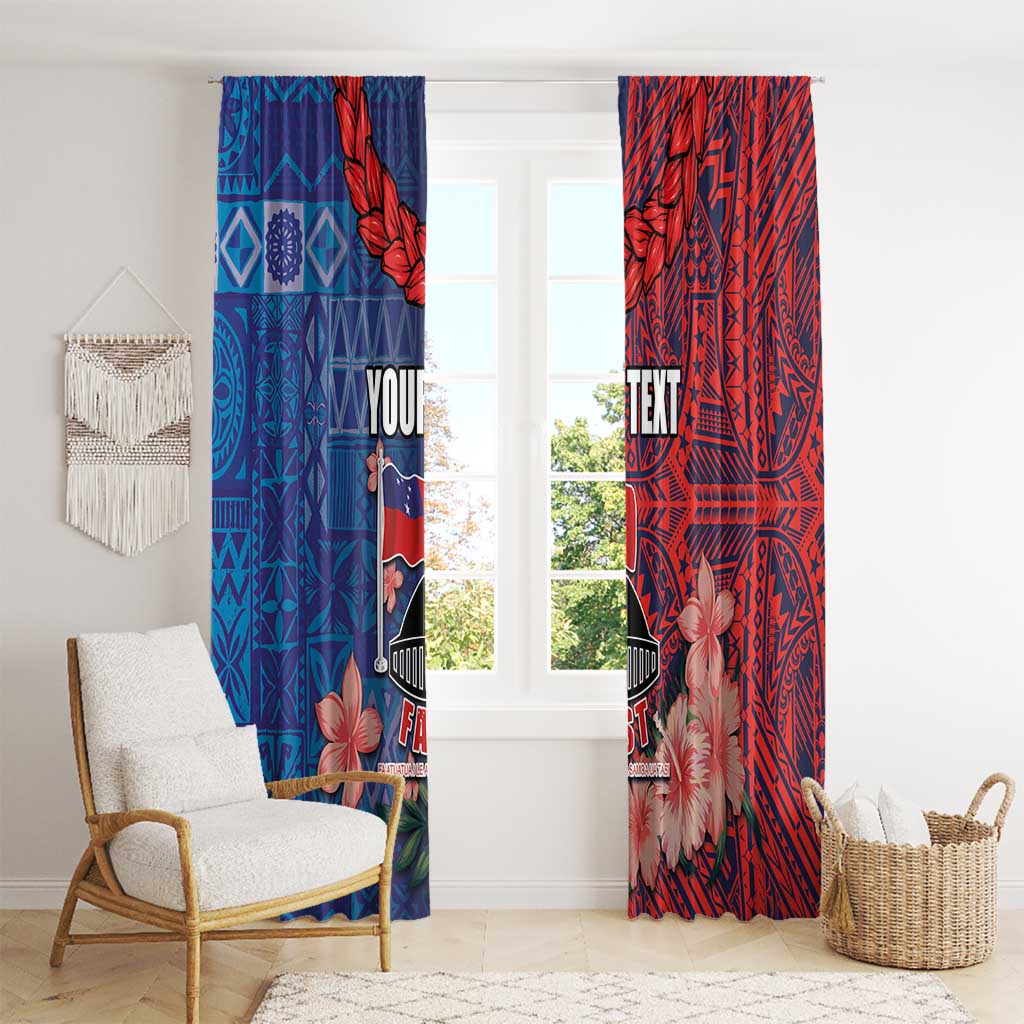 CHOGM FAST Samoa 2024 Window Curtain Samoan Tapa Tribal and Ornament Pattern with Hibiscus LT03 - Polynesian Pride