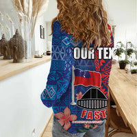 CHOGM FAST Samoa 2024 Women Casual Shirt Samoan Tapa Tribal and Ornament Pattern with Hibiscus LT03 - Polynesian Pride