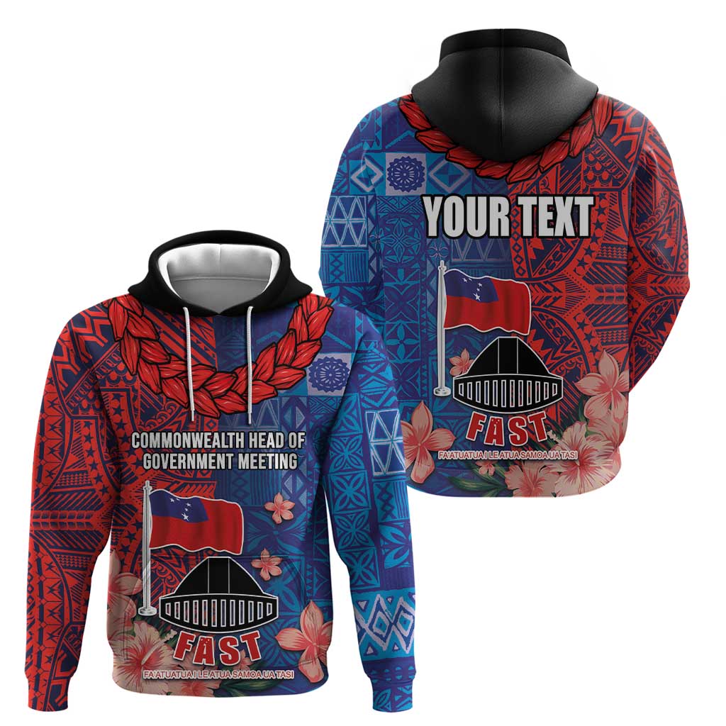 CHOGM FAST Samoa 2024 Zip Hoodie Samoan Tapa Tribal and Ornament Pattern with Hibiscus LT03 - Polynesian Pride
