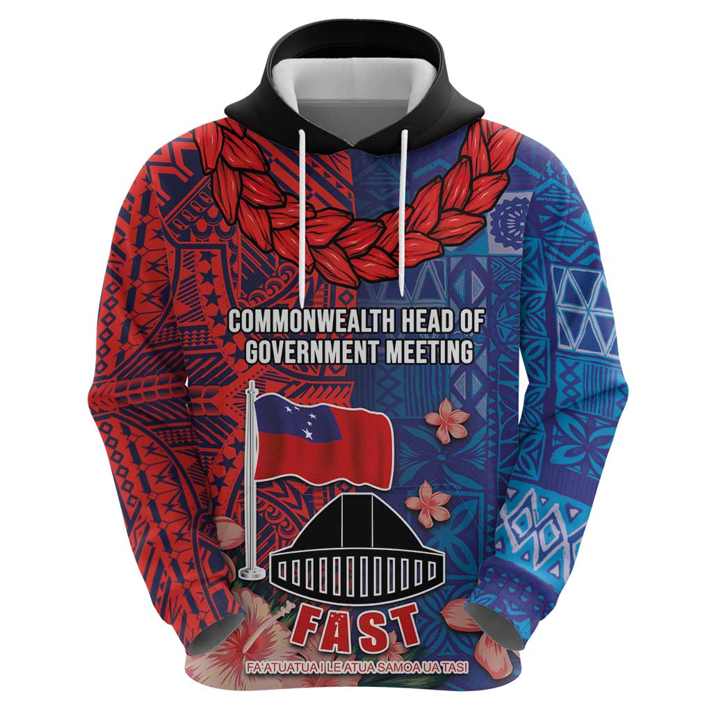 CHOGM FAST Samoa 2024 Zip Hoodie Samoan Tapa Tribal and Ornament Pattern with Hibiscus LT03 - Polynesian Pride