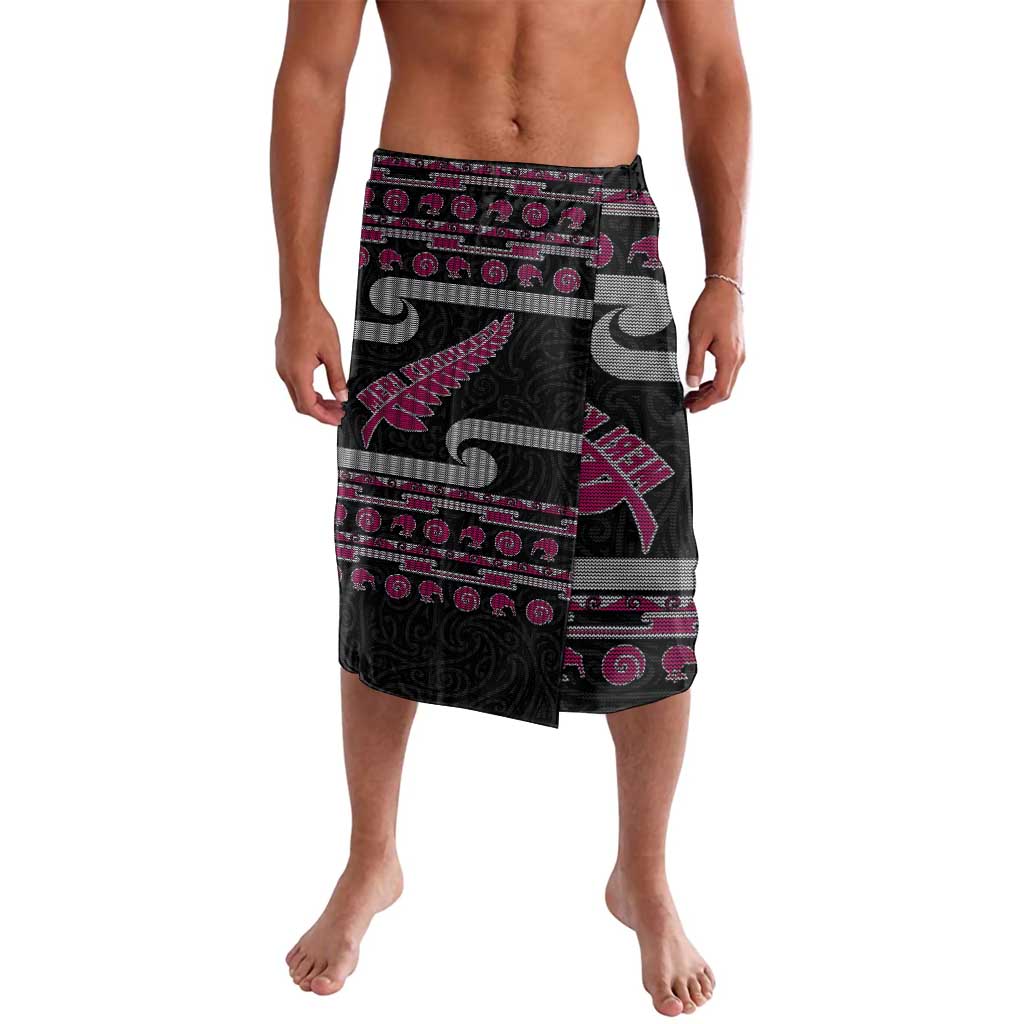 New Zealand Christmas Lavalava Meri Kirihimete Silver Fern Knit Style Pink Color LT03 Pink - Polynesian Pride