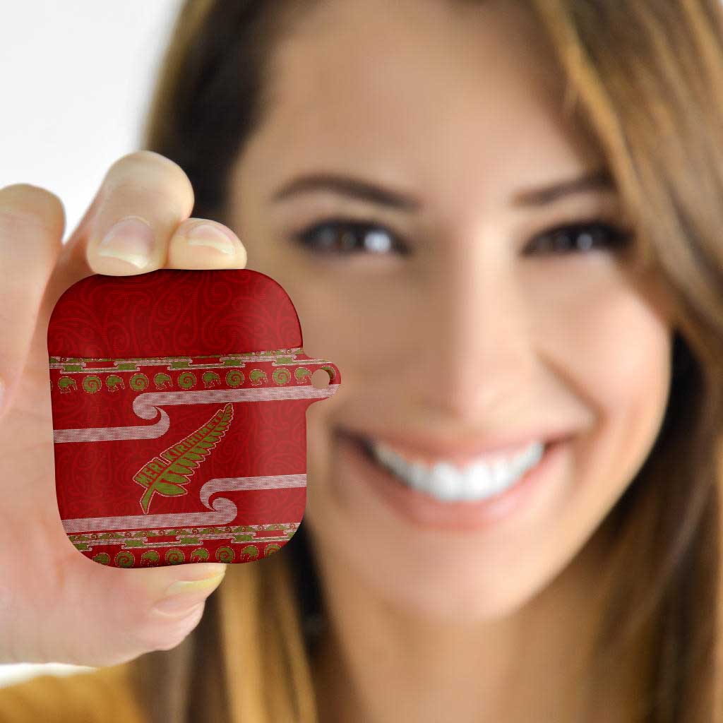 New Zealand Christmas AirPods Case Meri Kirihimete Silver Fern Knit Style Green Color LT03 Green - Polynesian Pride