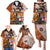 Fiji Australia Rugby Family Matching Puletasi Dress and Hawaiian Shirt Kangaroo and Palm Tree Orange Tapa Pattern Mix Aboriginal LT03 - Polynesian Pride