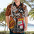 Fiji Australia Rugby Hawaiian Shirt Kangaroo and Palm Tree Orange Tapa Pattern Mix Aboriginal LT03 - Polynesian Pride