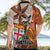 Fiji Australia Rugby Hawaiian Shirt Kangaroo and Palm Tree Orange Tapa Pattern Mix Aboriginal LT03 - Polynesian Pride