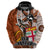 Fiji Australia Rugby Hoodie Kangaroo and Palm Tree Orange Tapa Pattern Mix Aboriginal LT03 - Polynesian Pride