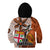 Fiji Australia Rugby Kid Hoodie Kangaroo and Palm Tree Orange Tapa Pattern Mix Aboriginal LT03 - Polynesian Pride